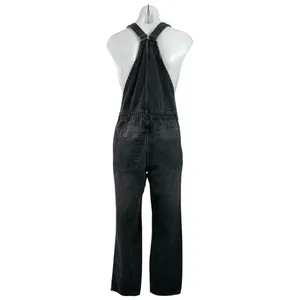 Love Tree Women's Black Washed Distressed Bib Straight Denim Jean Overalls Sz M thumbnail 3