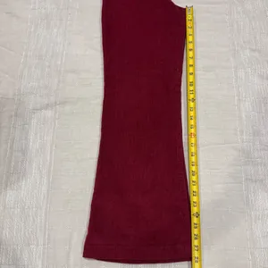 Self-E Womens Burgundy Corduroy 26x28 Flare Wide‎ Leg Pants Elastic Waist Size M thumbnail 10