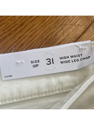Ann Taylor LOFT High Waist Wide Leg Crop Jeans White Size 12P/31 thumbnail 6
