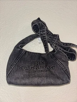 MARC JACOBS The Bow Denim Mini Sack Bag in Black thumbnail 4