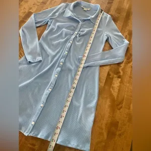 AMERICAN EAGLE Ribbed Knit Long Sleeve Midi Button Up Dress Baby Blue‎ XL thumbnail 5
