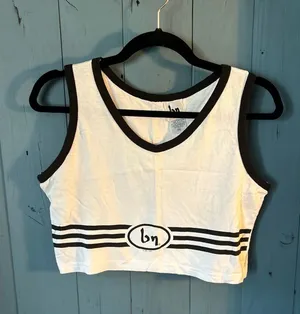 Vintage 1995 Blanc Noir White Crop Tank Top with Black Trim | Size M Y2K Grunge thumbnail 1