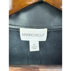 Women’s Making the Cut Size 2X Black Leather Military Jacket thumbnail 4