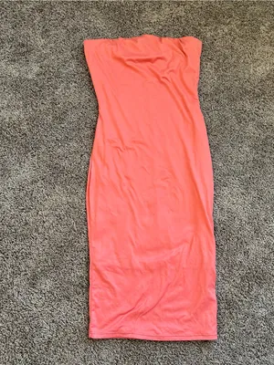 Strapless Coral Bodycon Dress Pink thumbnail 2