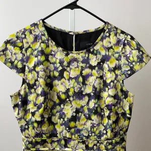 J.Crew Cottage Coquette 6 Yellow‎ Purple Floral Dress Impressionist Print thumbnail 2