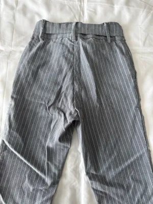 Grey Pinstripe Waist-Tie Pants thumbnail 5