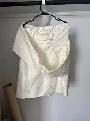 Babyboo XL White mini dress with shoulder bow, and zip/tie back #minidress #bowdetail thumbnail 4