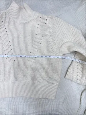 Women's H&M Cream Turtleneck Sweater Size S Ribbed Knit thumbnail 5