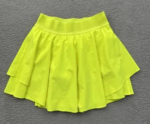 Lululemon Court Rival Skirt Skort High Rise Electric Lemon Tennis Athletic 4 thumbnail 1
