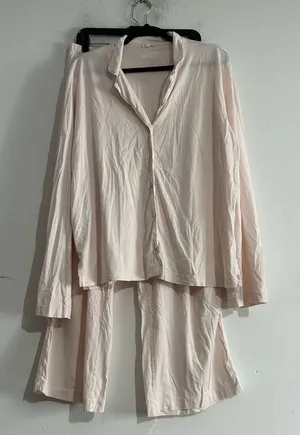 Skin Organic Pima Cotton Long Pajama Set Pink Size 4 XL thumbnail 1