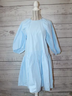 Vero Moda light blue poplin babydoll dress Size Medium thumbnail 2
