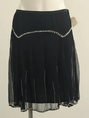 Vintage Black Chiffon Beaded & Sequins Skirt thumbnail 1
