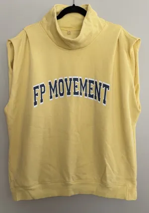 Free People Victory Mock Neck Sleeveless Sweatshirt Yellow Women's Size Large thumbnail 1