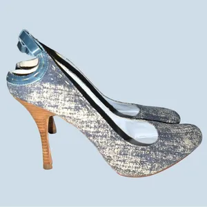 Max studio very nice quality gray denim fabric heels! thumbnail 5