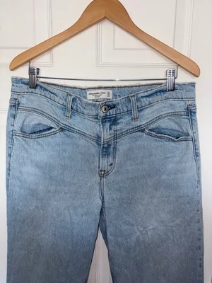 Abercrombie & Fitch The 90’s Straight Mid-Rise Jeans Blue Size 12 thumbnail 6