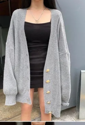 YesStyle LipHop Oversized Cardigan in Grey thumbnail 4