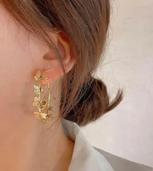 18K Gold Plated Gold Butterfly Hoop Earrings for Women thumbnail 4