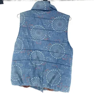 Anthro Pilcro Letterpress Blue Printed Cotton Puffer Vest Women’s Medium thumbnail 2