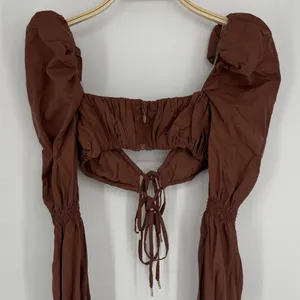 House of CB Molly Shirred Top XS Chocolate Puff Sleeve Romantic Cottagecore Sexy thumbnail 8