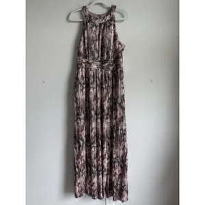 Eliza J‎ Women's 14 Gown Plum Metallic Sleeveless Halter Neck Pleated Dress NEW thumbnail 6