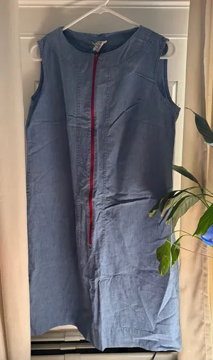 Vintage Pat Perkins Dress Zip Front Denim Blue Size M thumbnail 1