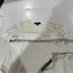 Lulus‎ Iced Latte White Short Sleeve Tassel Shift Dress Size S thumbnail 12