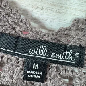 Willi Smith‎ Boho Cottage Crochet Cardigan Shrug Sweater Taupe Medium thumbnail 9