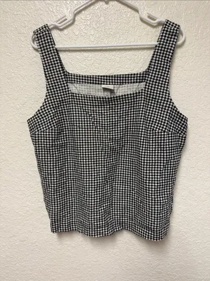 NWT A NEW DAY Classic Black & White Gingham Square Neck Tank Top Size Large thumbnail 4