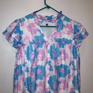 Michelle McDowell V-Neck Short Ruffle Sleeve Mini Dress Medium 780 thumbnail 4