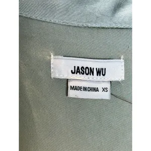 Jason Wu Wrap Dress Womens XS Sage Green Satin Long Sleeve Midi WT4255-300-EPA thumbnail 3