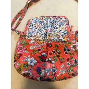 Vera Bradley Pink Floral Quilted Cotton Crossbody Bag Adjustable Strap Messenger thumbnail 4