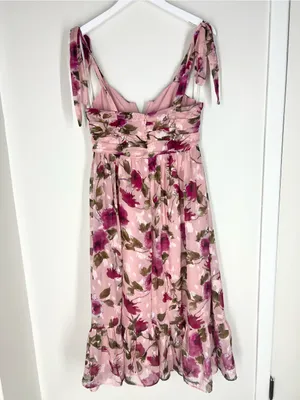 Lulu’s Pink Floral Tie-Shoulder Midi Dress thumbnail 10