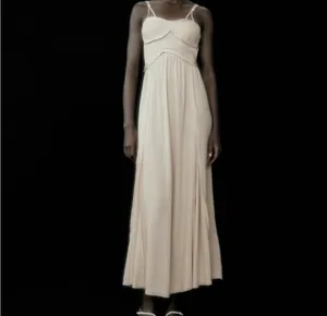 ZARA NWT Long Strappy Maxi Dress in Sand thumbnail 2