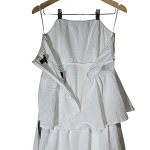 Lulus Truly Marvelous White Jacquard Strapless Tiered Midi Dress M thumbnail 5