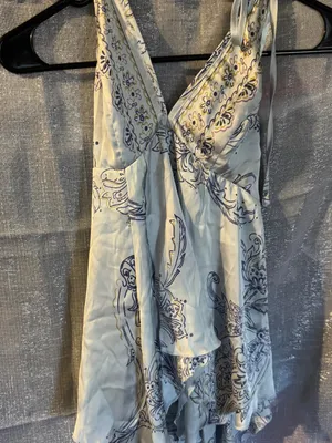 Urban Outfitters Botanical Light Blue Paisley Halter thumbnail 4