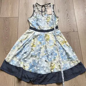RYU Anthropologie Tulle Fit and Flare Floral Dress Mesh Polka Dot Overlay NWT thumbnail 9