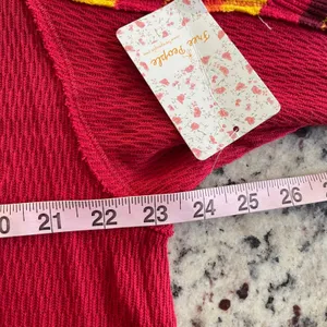 We The Free Found My Friend Rainbow Top Wmn Medium Red Boho Striped Waffle Knit thumbnail 10