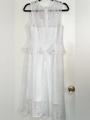 Lilly Pulitzer Noela Peplum Lace White Midi Dress Size 4 thumbnail 4