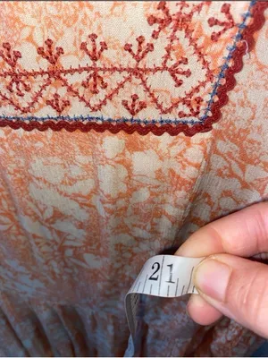 Anthropologie Peach Embroidered Babydoll Tunic Boho Western Festival blouse thumbnail 9