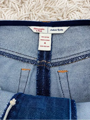 Abercrombie & Fitch Dark Blue Lace-Up Denim Mini Skirt thumbnail 5