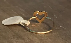 Vintage 14K HE Espo Simulated Diamond Open Heart Ring thumbnail 6
