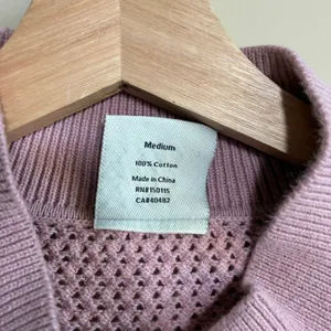 Varley Quarter Zip Knit Sweater Medium Pink Women Cotton Chevron Detail thumbnail 3