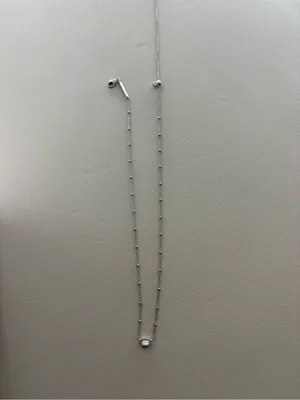 Kendra Scott Silver Necklace with White Oval Stone thumbnail 2