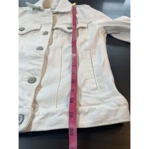 Abercrombie & Fitch White Denim Trucker Jacket Womens XS 144J0317 Stretch Cotton thumbnail 14