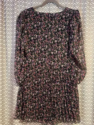 ZARA | Zara Annie Pleated Floral Chiffon Mini Dress, XL thumbnail 5
