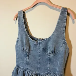 12th Tribe Denim Corset Mini Dress Blue Medium Wash XL NWT Country Western thumbnail 2