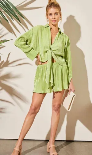 Vici Two Piece Green Satin Set thumbnail 2