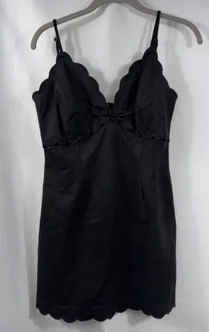 Sky to Moon Black Scallop Bow Mini Dress M thumbnail 1