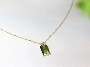 Boutique 14k gold plated 925 Silver Dainty Tag Necklace thumbnail 3