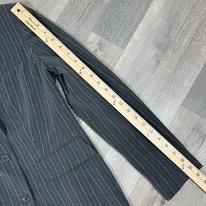 Vintage Moda International Pinstripe‎ Long Blazer Jacket Grey Pink 4 thumbnail 14